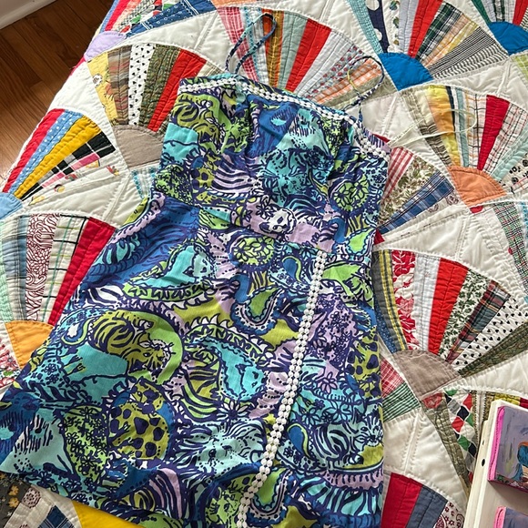 Lilly Pulitzer Blue Paisley Cat Print Mini Romper Dress A17. Cattitude dress😻 - Picture 3 of 8